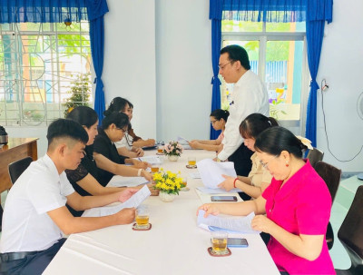 Trường Mầm Non Hoa Cúc đón đoàn kiểm tra công tác bán trú, vệ sinh an toàn thực phẩm, vệ sinh phòng chống dịch bệnh và y tế học đường 