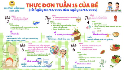 Thực đơn của bé tuần 15