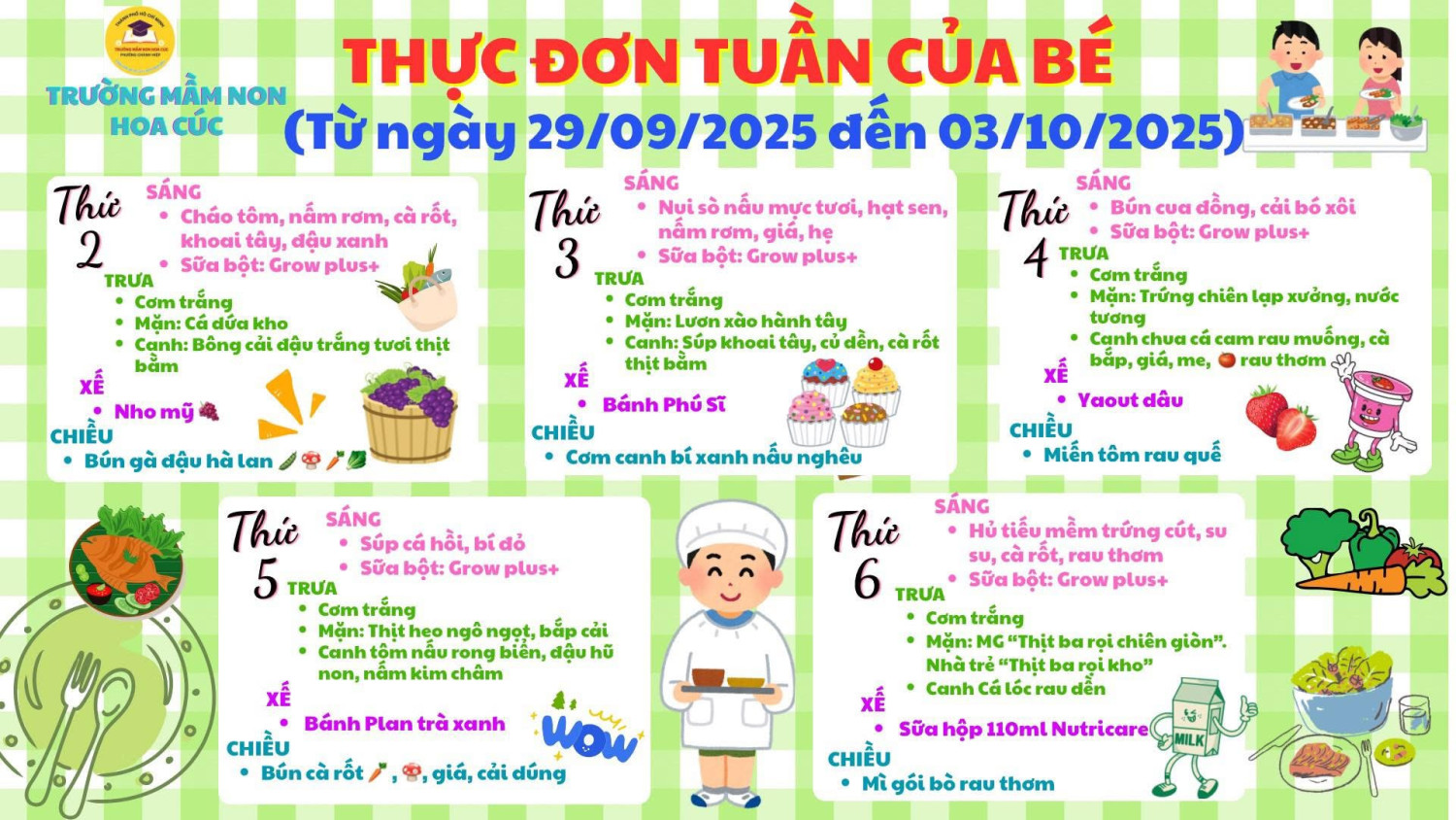 Thực đơn tuần 3/2025