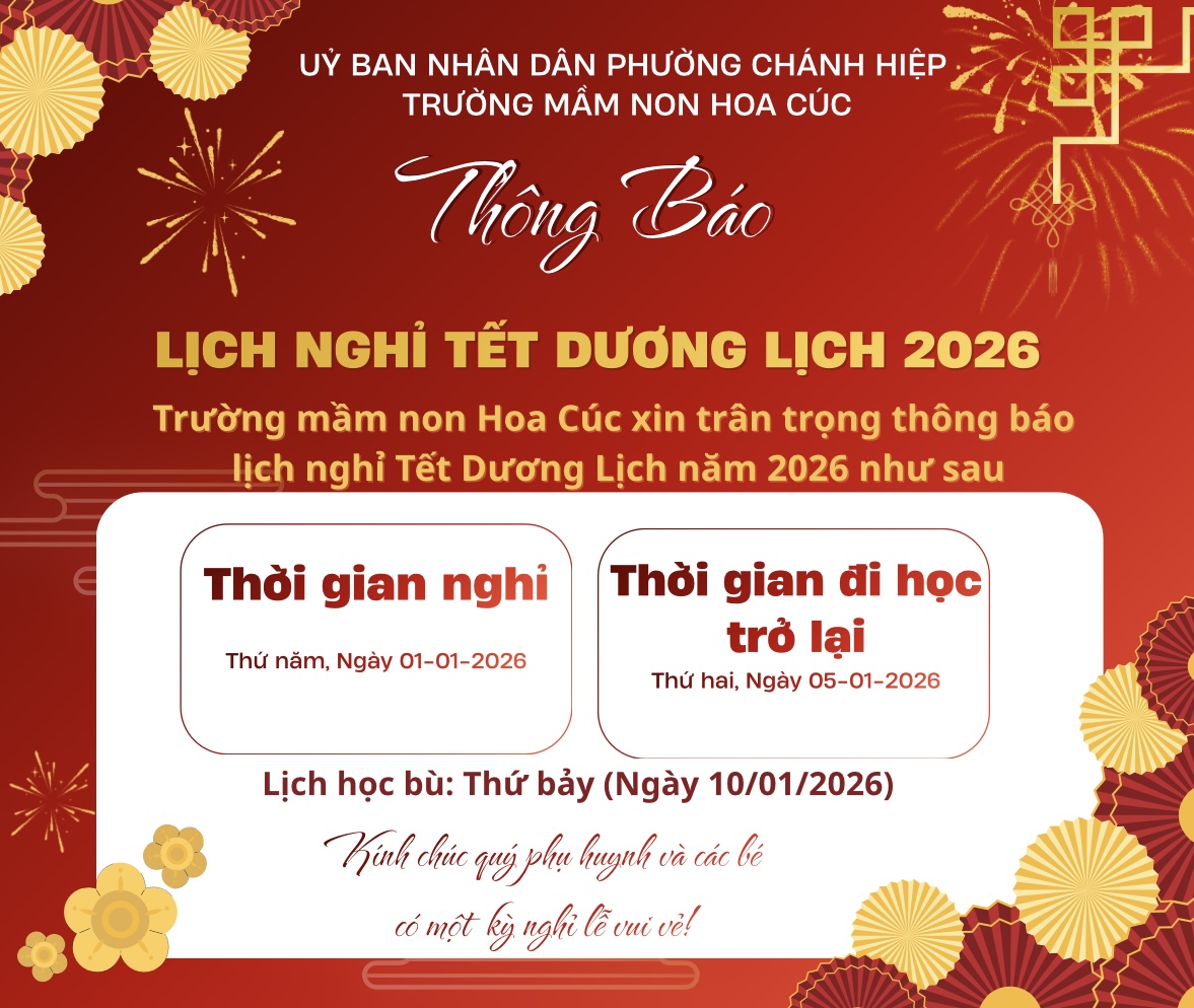 Thông báo nghỉ tết dương lịch năm 2026