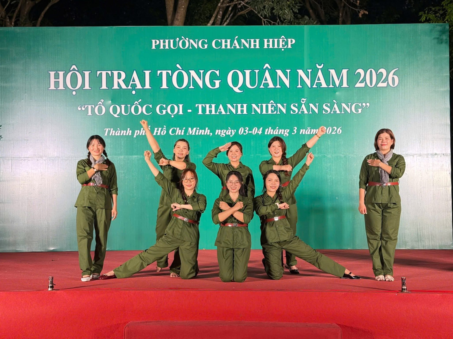 Trường mầm non Hoa Cúc tham gia văn nghệ hội trại tòng quân 2026-phường Chánh Hiệp