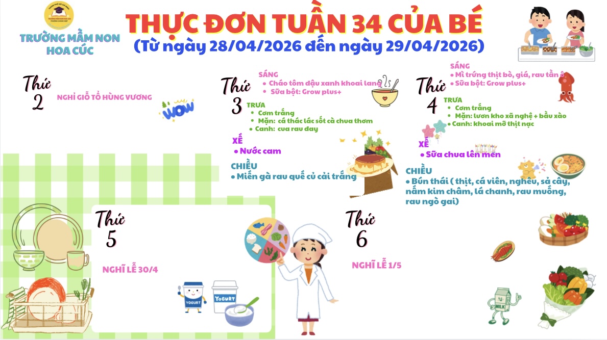 Thực đơn tuần 34